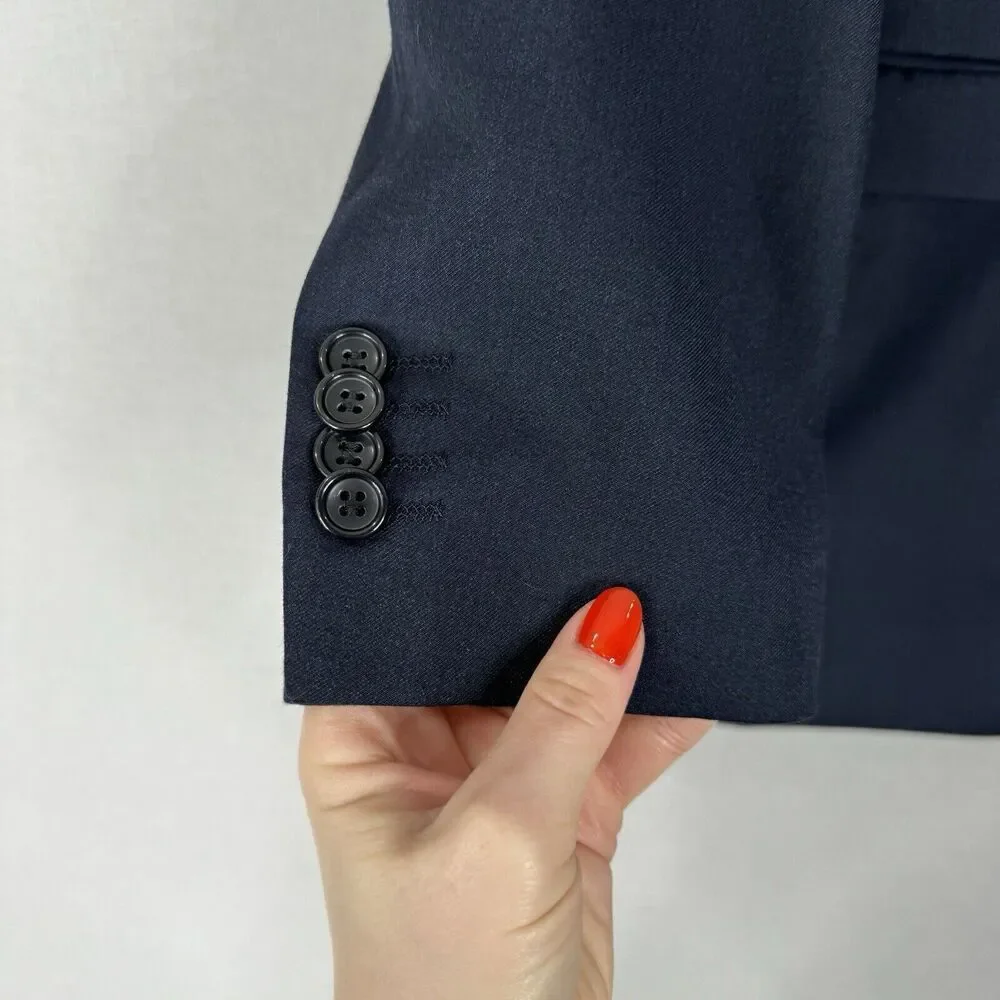 Tazio Italy Mens Suit Jacket 38L Blue Wool Ultra Slim Fit Blazer Formal Evening‎